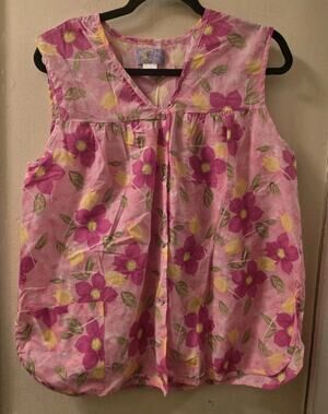 Vintage Womens Moon Dance Floral Art Smock Spring Art Teacher GrandmaCore L